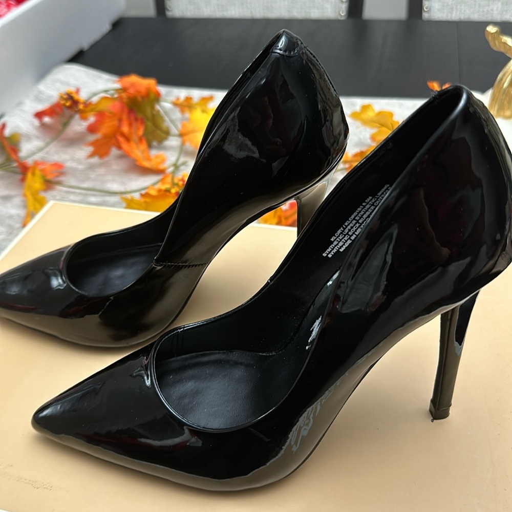 Steve Madden Klory Black Patent Stiletto Heel Pumps (Black Patent, 8.5)